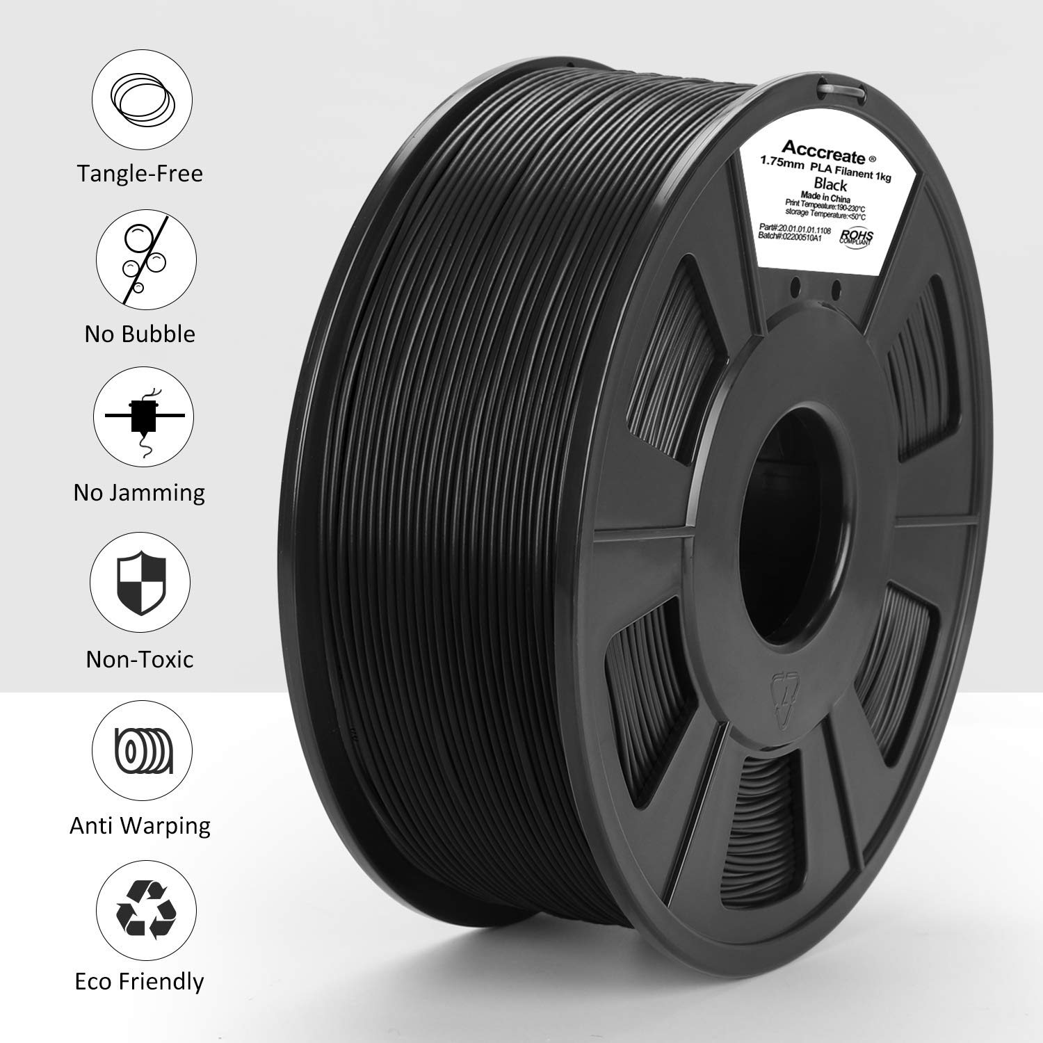 ACCCREATE 1.75mm PLA 3D Printer Filament 7Colors Choose 1kg