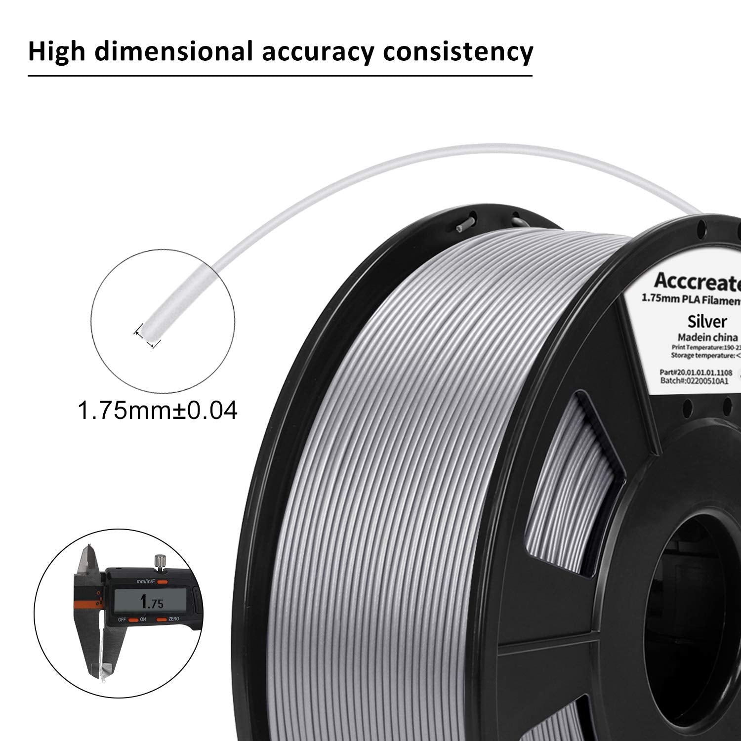 ACCCREATE 1.75mm PLA 3D Printer Filament 7Colors Choose 1kg